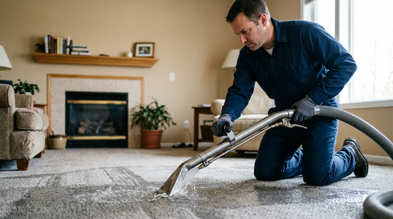 Water damage restoration technician working near Roxbury, MA
